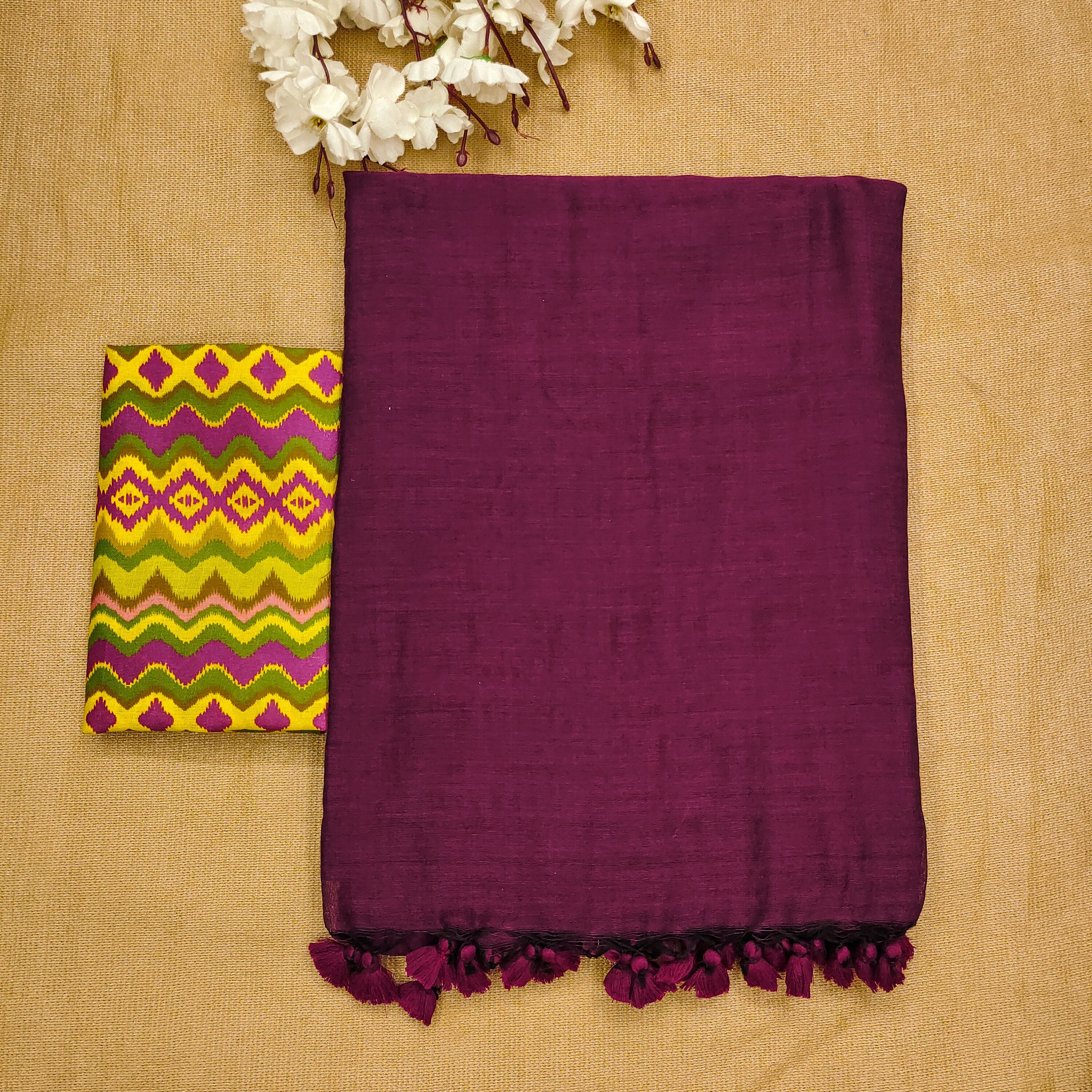 PURPLE COLOUR TRADITIONAL LOOKING COTTON SAREE