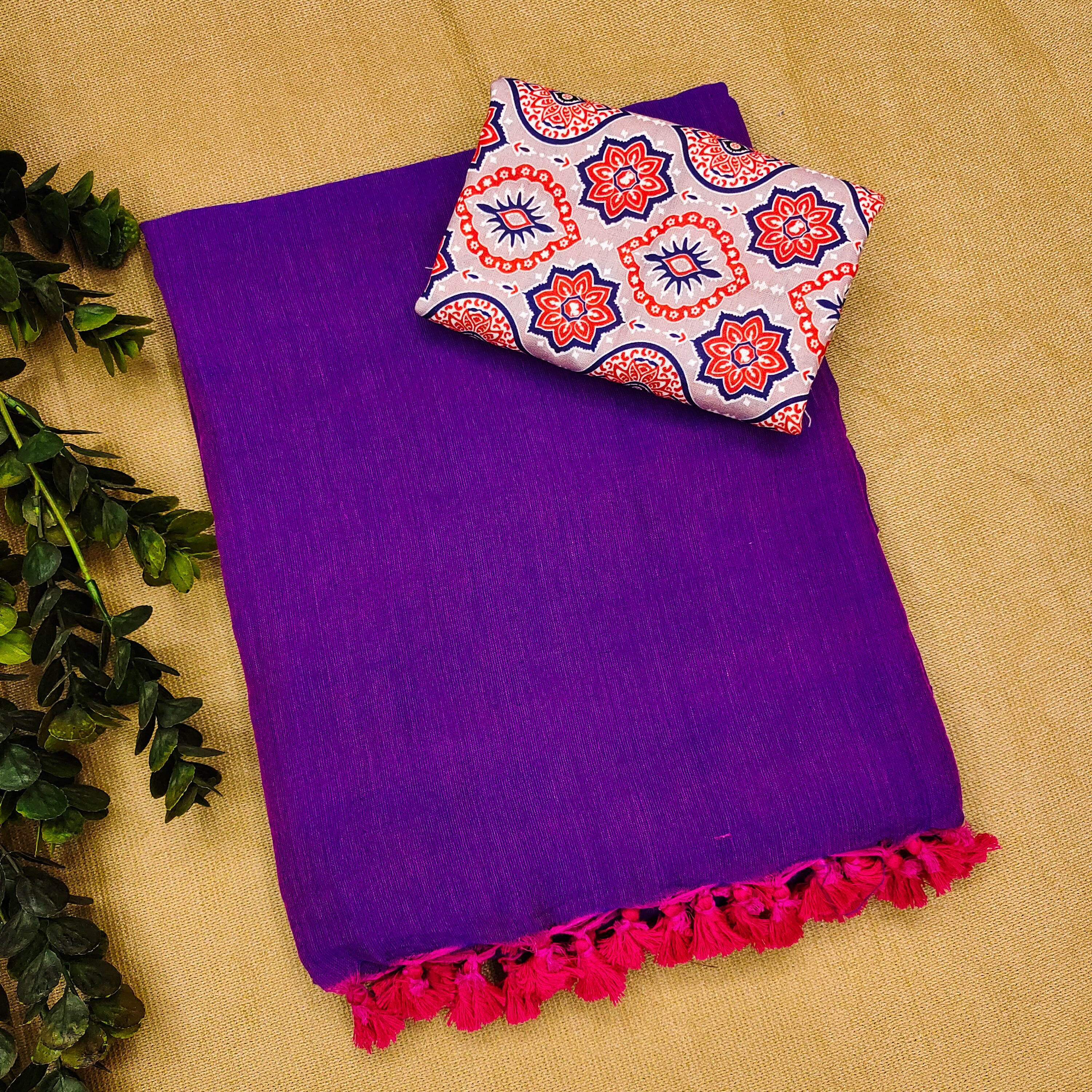 PURPLE COLOUR TRADITIONAL LOOKING COTTON SAREE