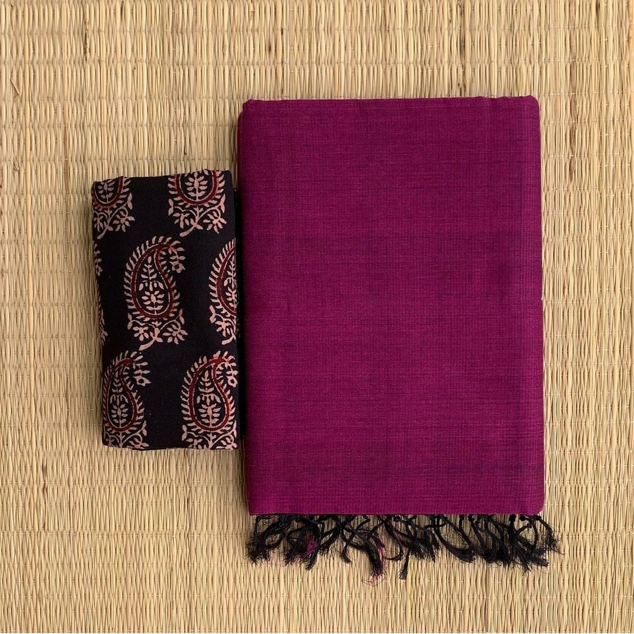 Purple color traditional looking Chanderi cotton saree