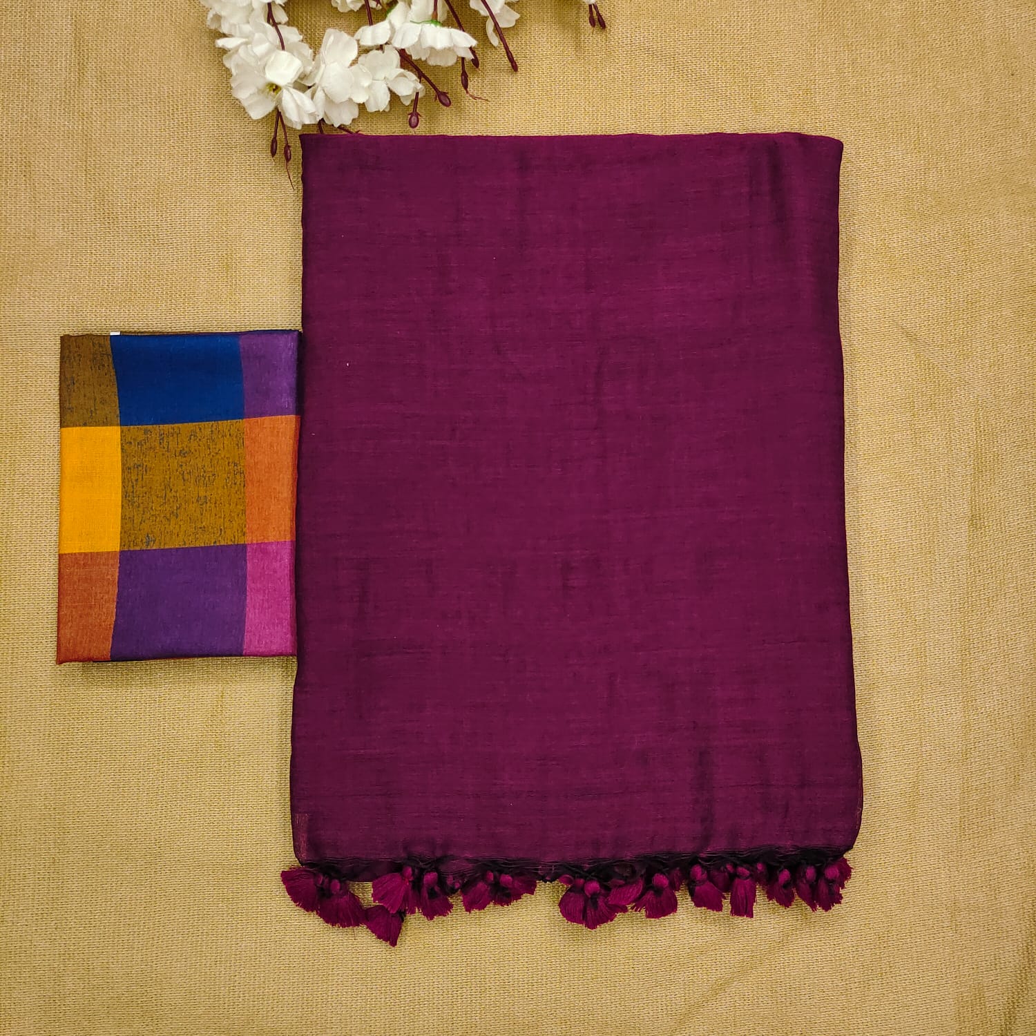 PURPLE COLOUR TRADITIONAL LOOKING COTTON SAREE