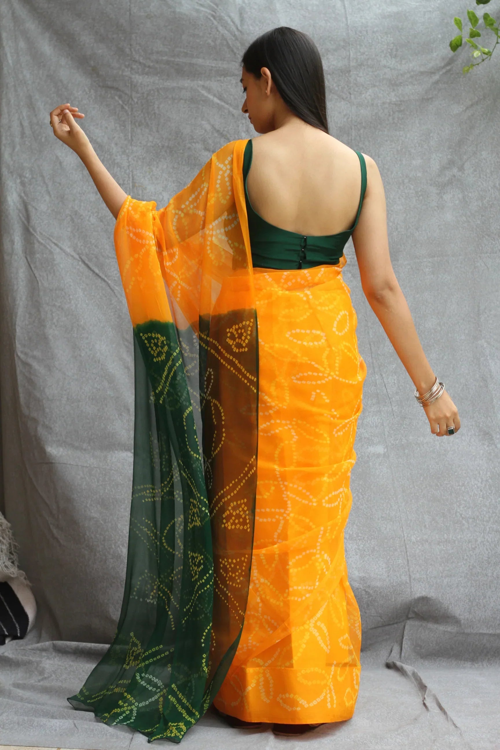 Mustard Yellow Georgette Bandhani Saree