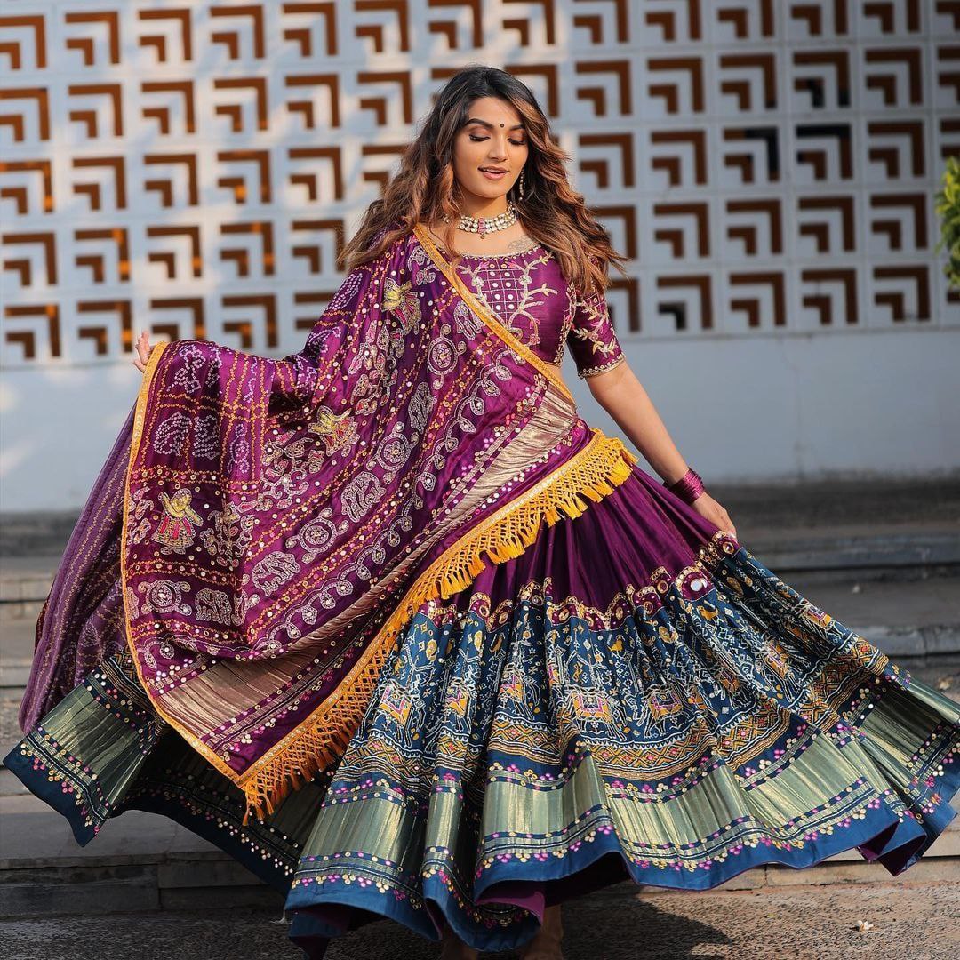 MULTI COLOR SOFT BUTTER SILK DIGITAL PRINTED LEHENGA CHOLI