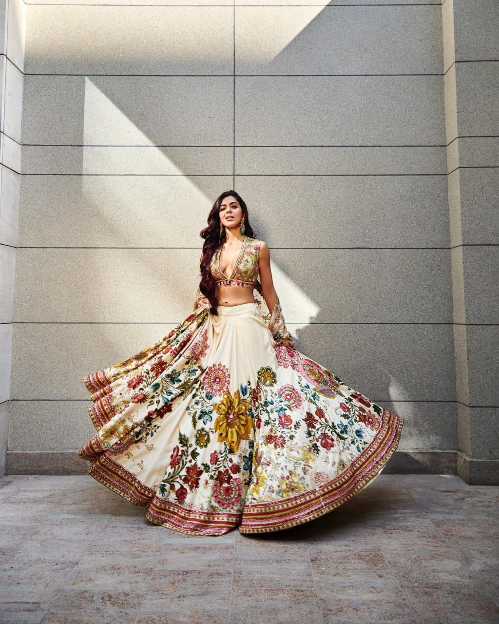 MULTI COLOR SOFT BUTTER SILK DIGITAL PRINTED LEHENGA CHOLI