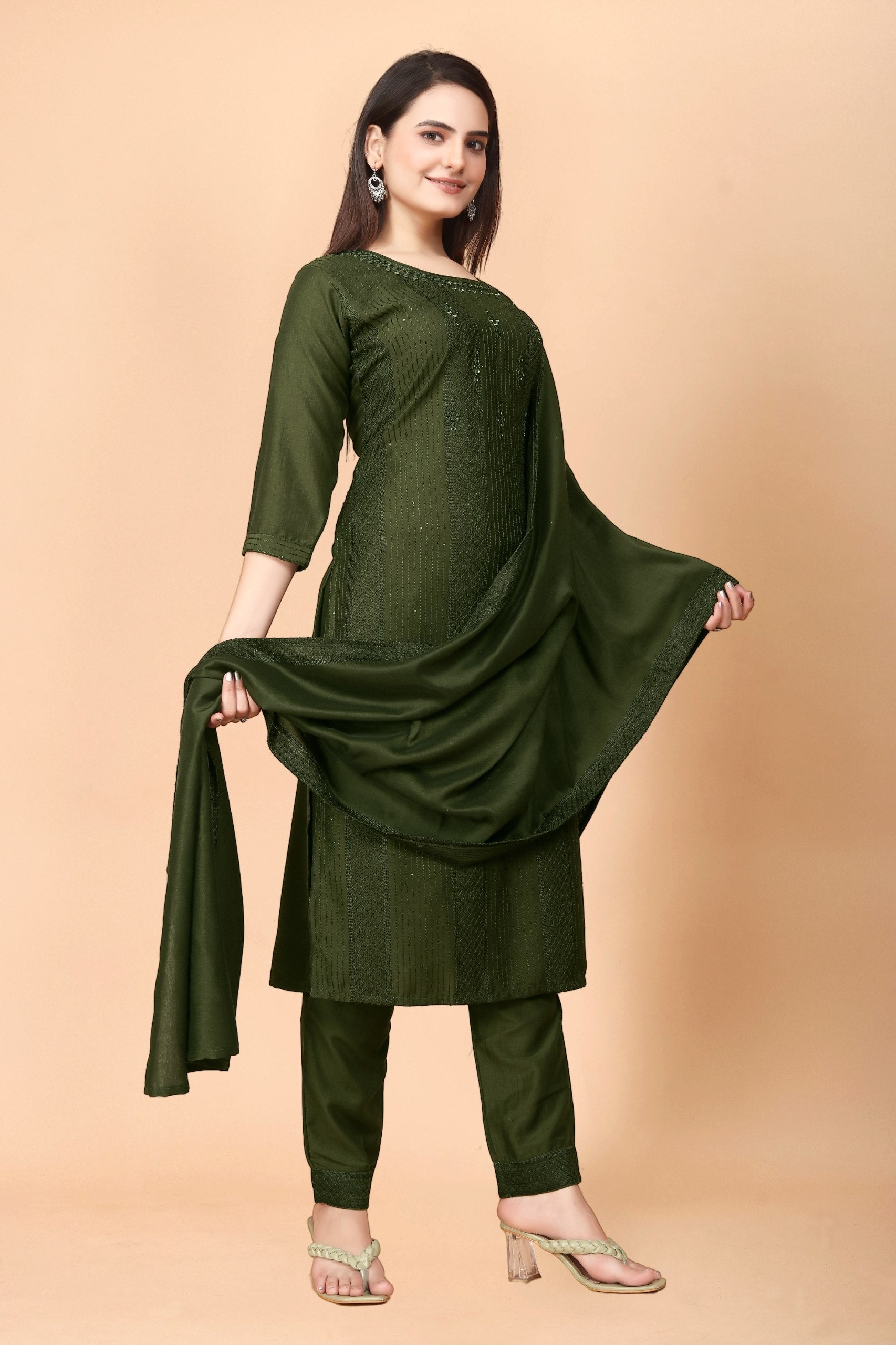 Green KURTA SET WITH DUPATTA