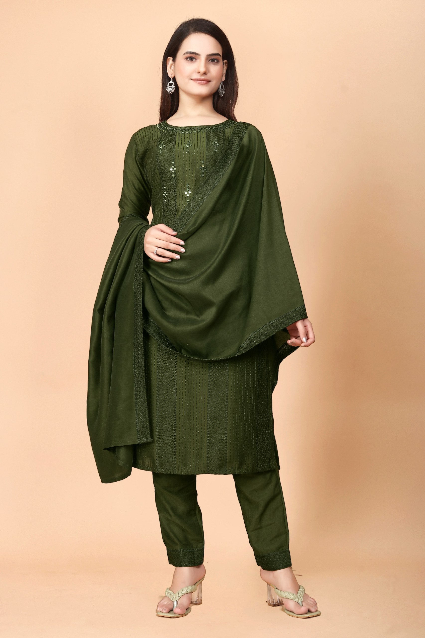 Green KURTA SET WITH DUPATTA