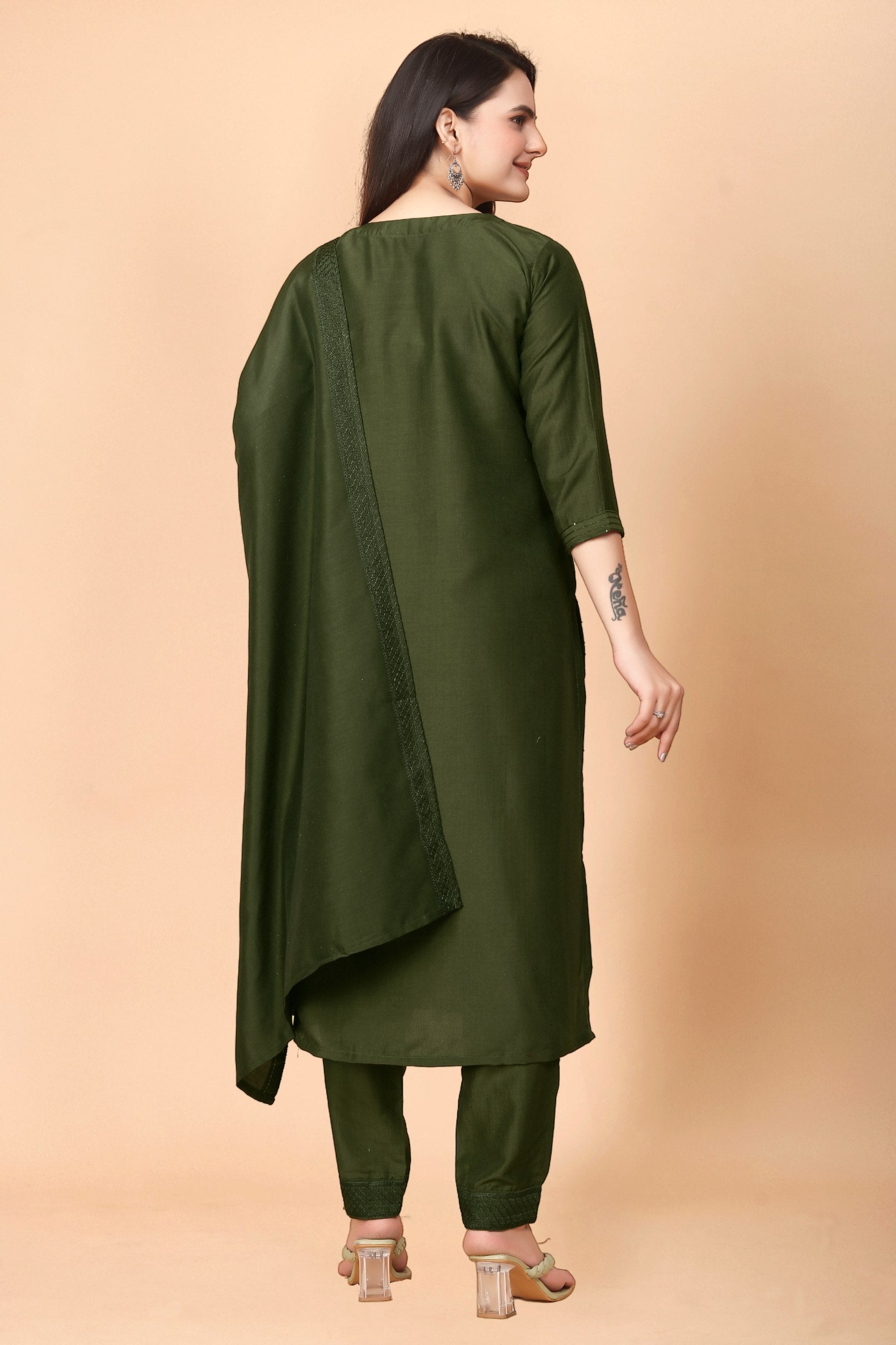 Green KURTA SET WITH DUPATTA