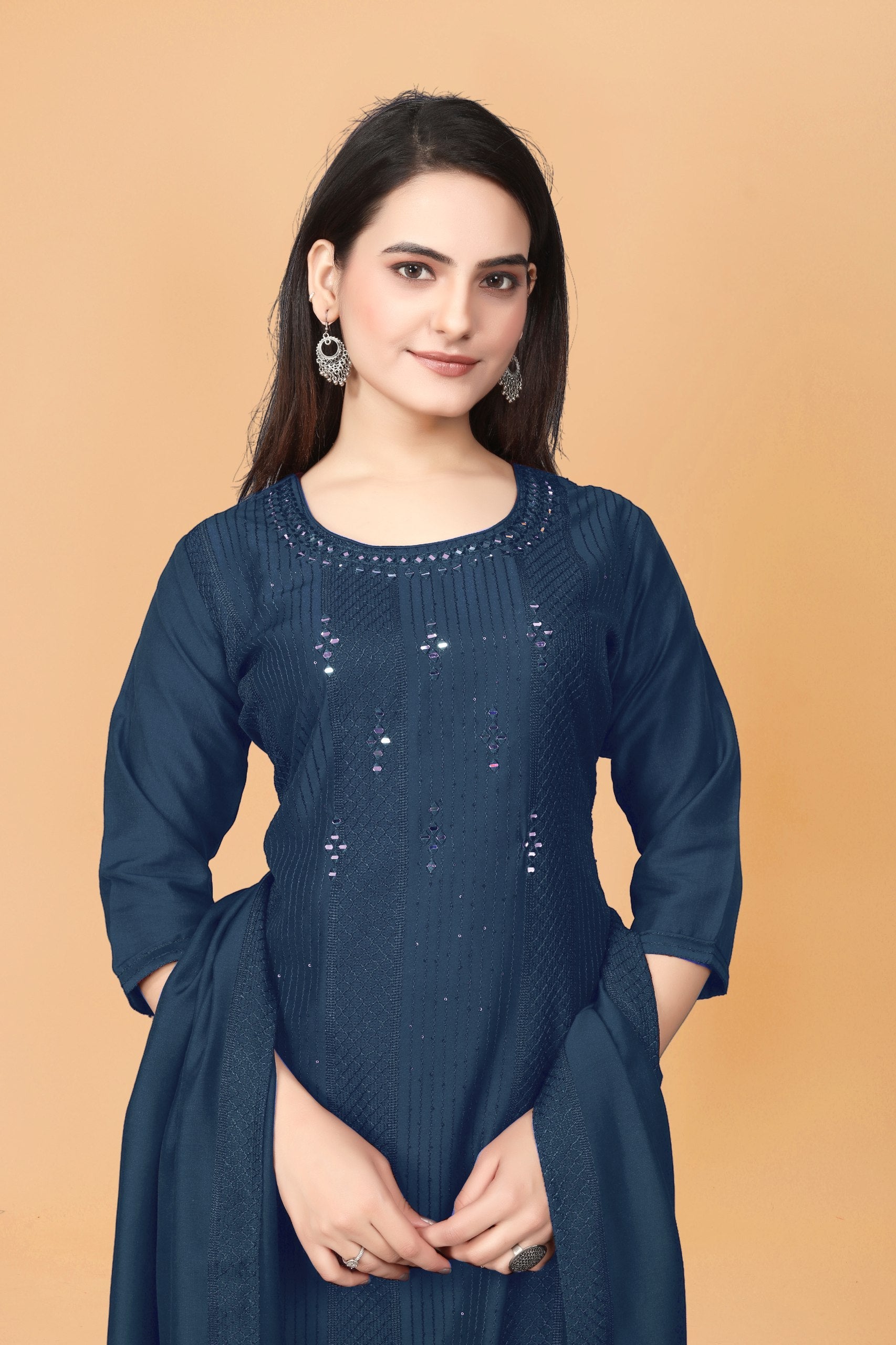 Navy Blue KURTA SET WITH DUPATTA