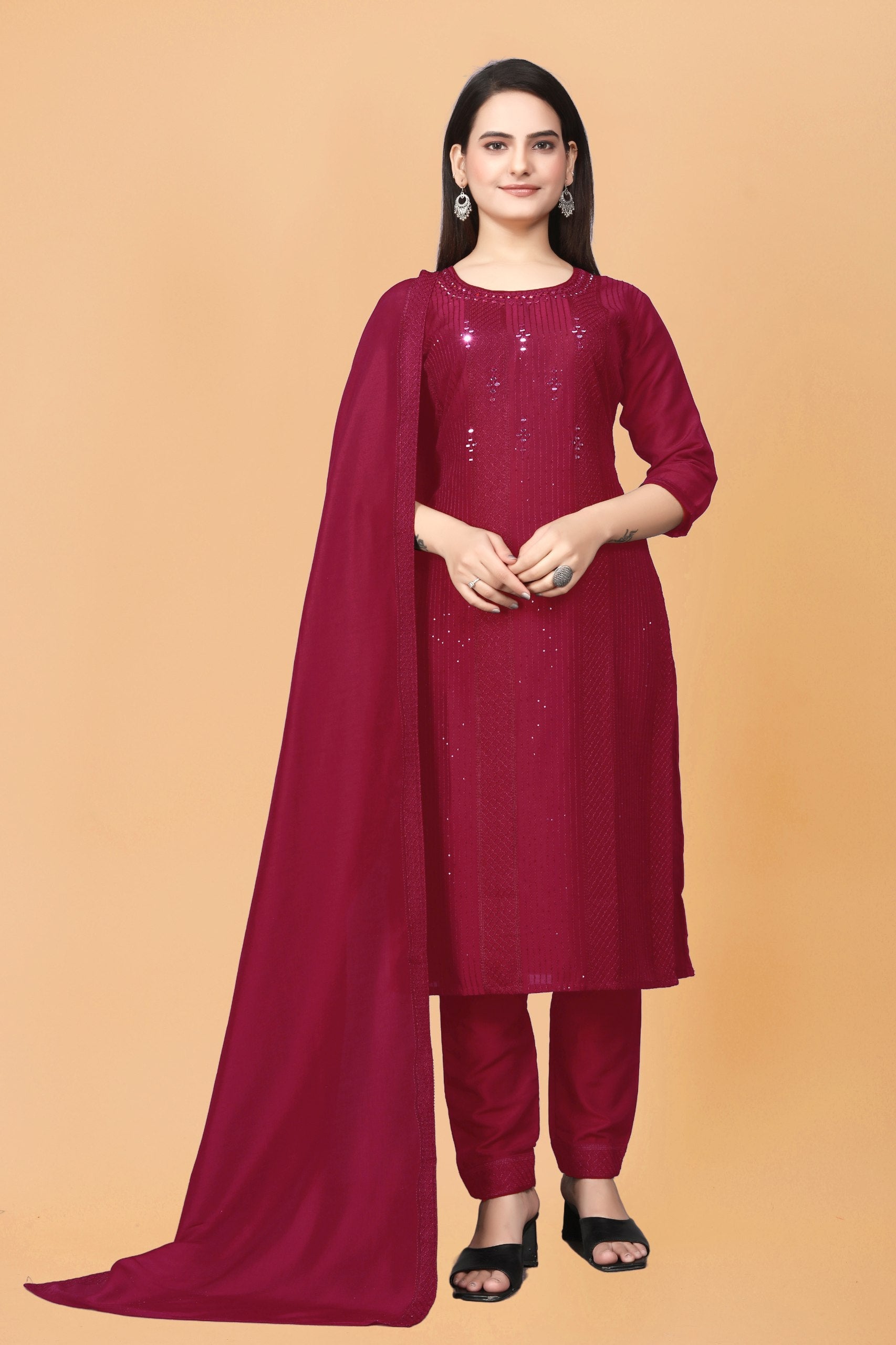 RED KURTA SET WITH DUPATTA