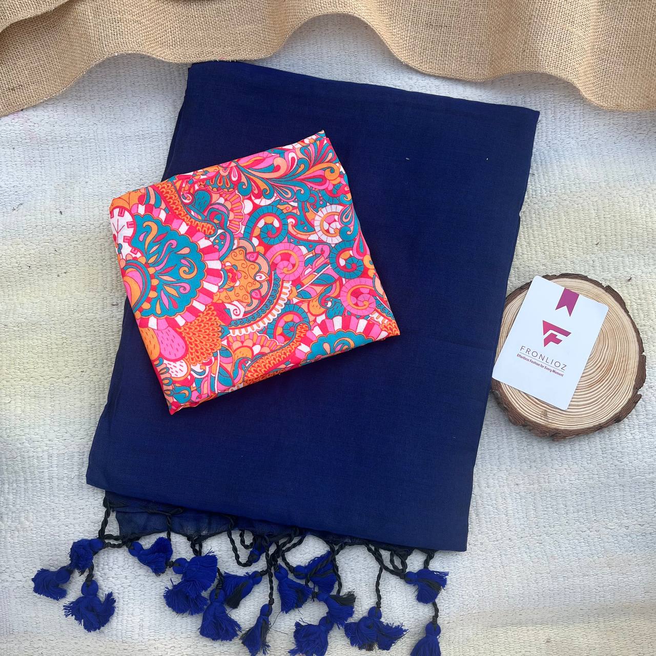 blue colour traditional looking chanderi cotton saree