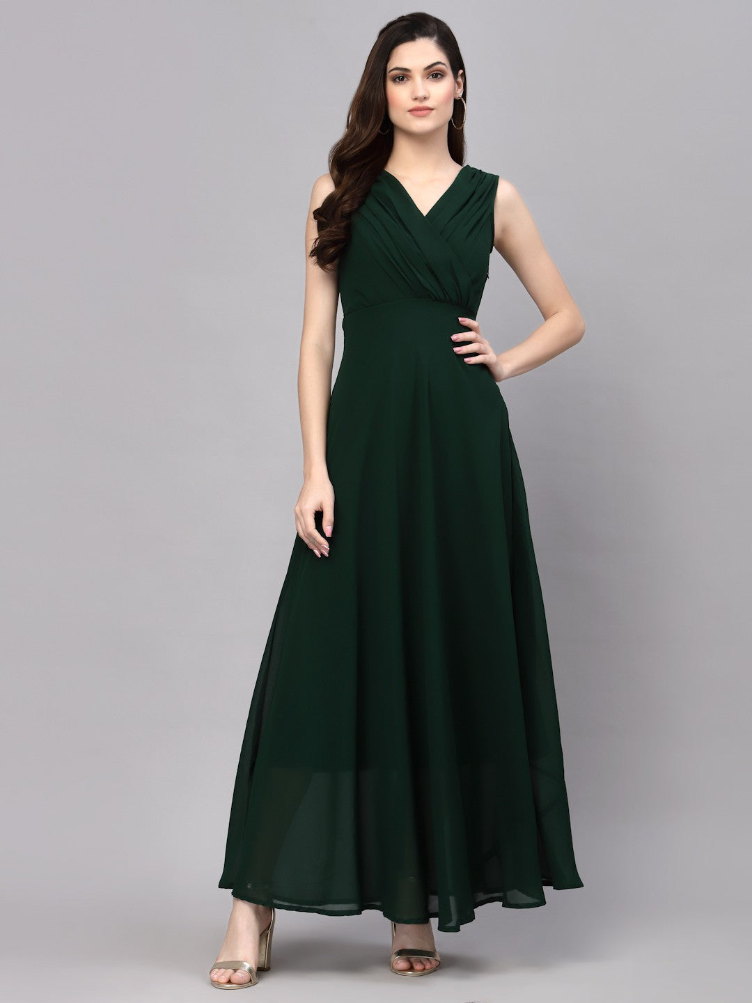 Women Fit and Flare Green Dress