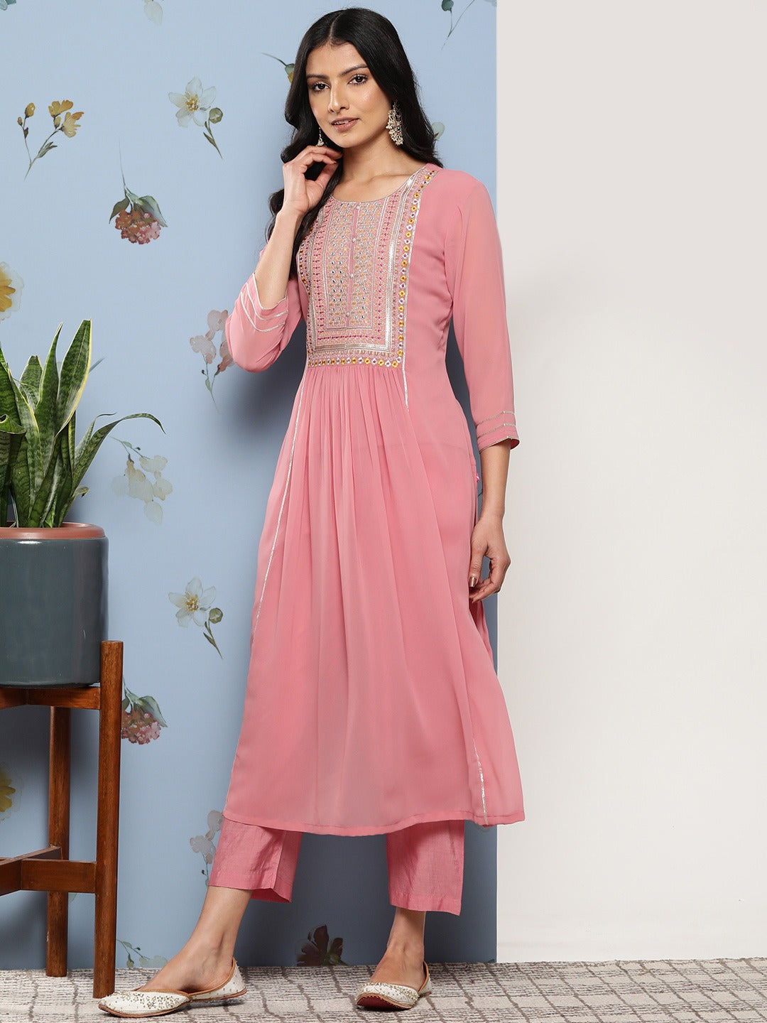 Embellished Straight Kurta Set with Dupatta