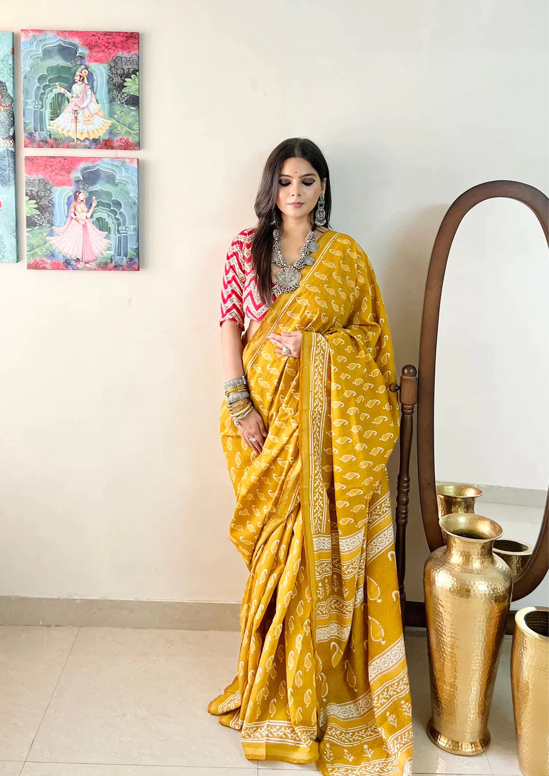 Chanderi Cotton Silk Saree with Zari Border