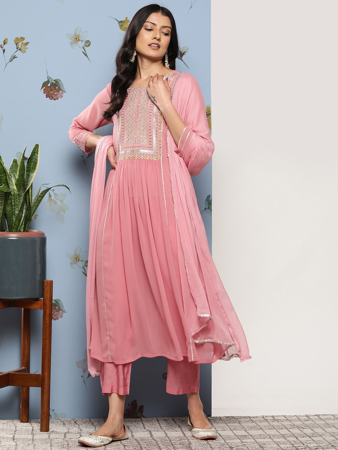 Embellished Straight Kurta Set with Dupatta