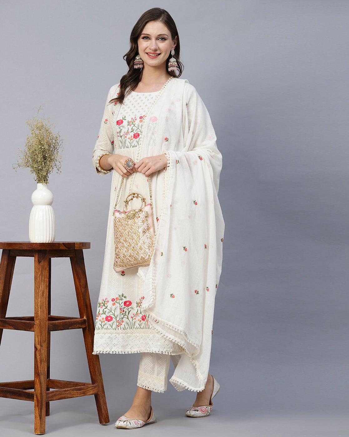 Embroidered Straight Kurta Set